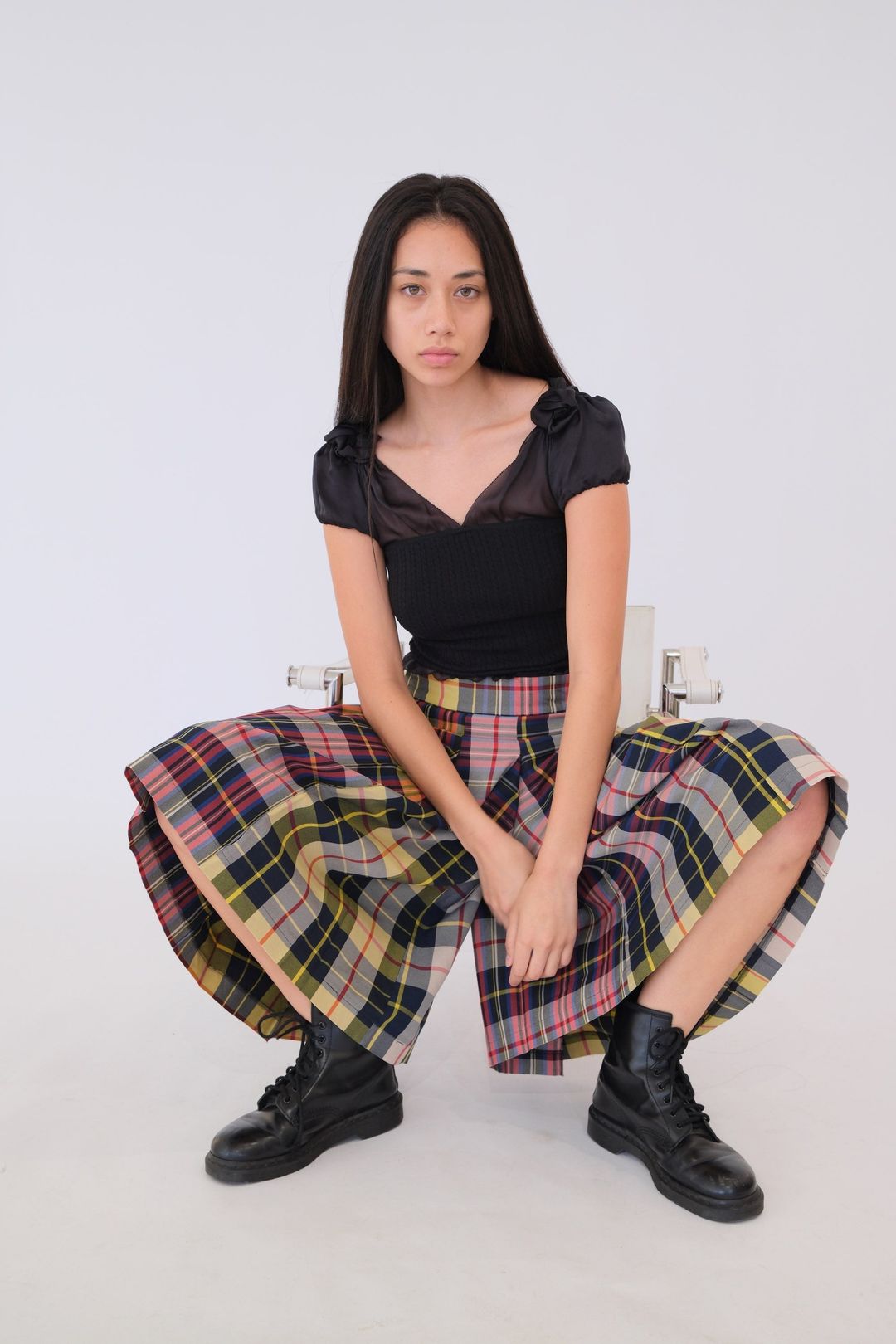 Comme Des Garcons Flare Checkered Pleat Midi Skirt by COMME DES GARÇONS in size S from SKIRTS category