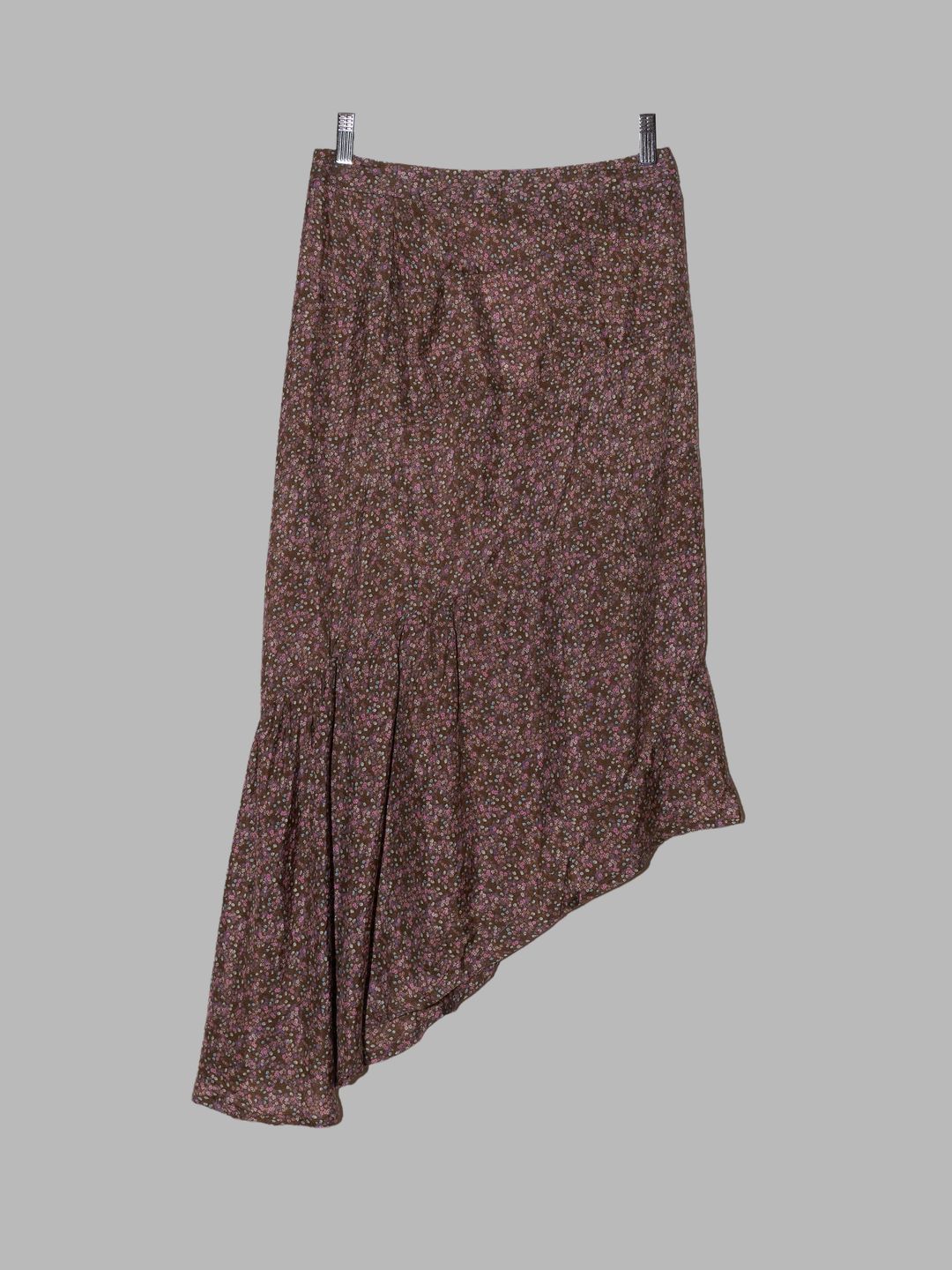 Veronique Branquinho brown purple floral print silk asymmetrical skirt - sz 38 by Veronique Branquinho in size FR 40 from SKIRTS category