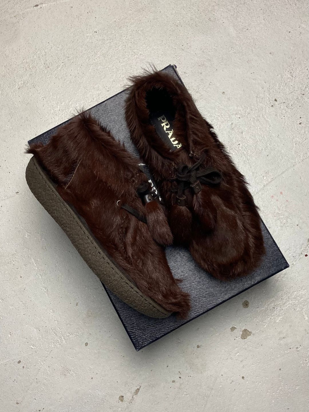 FW 17 Prada Fur Chukka Boots by PRADA in size EU 39 from SHOES category