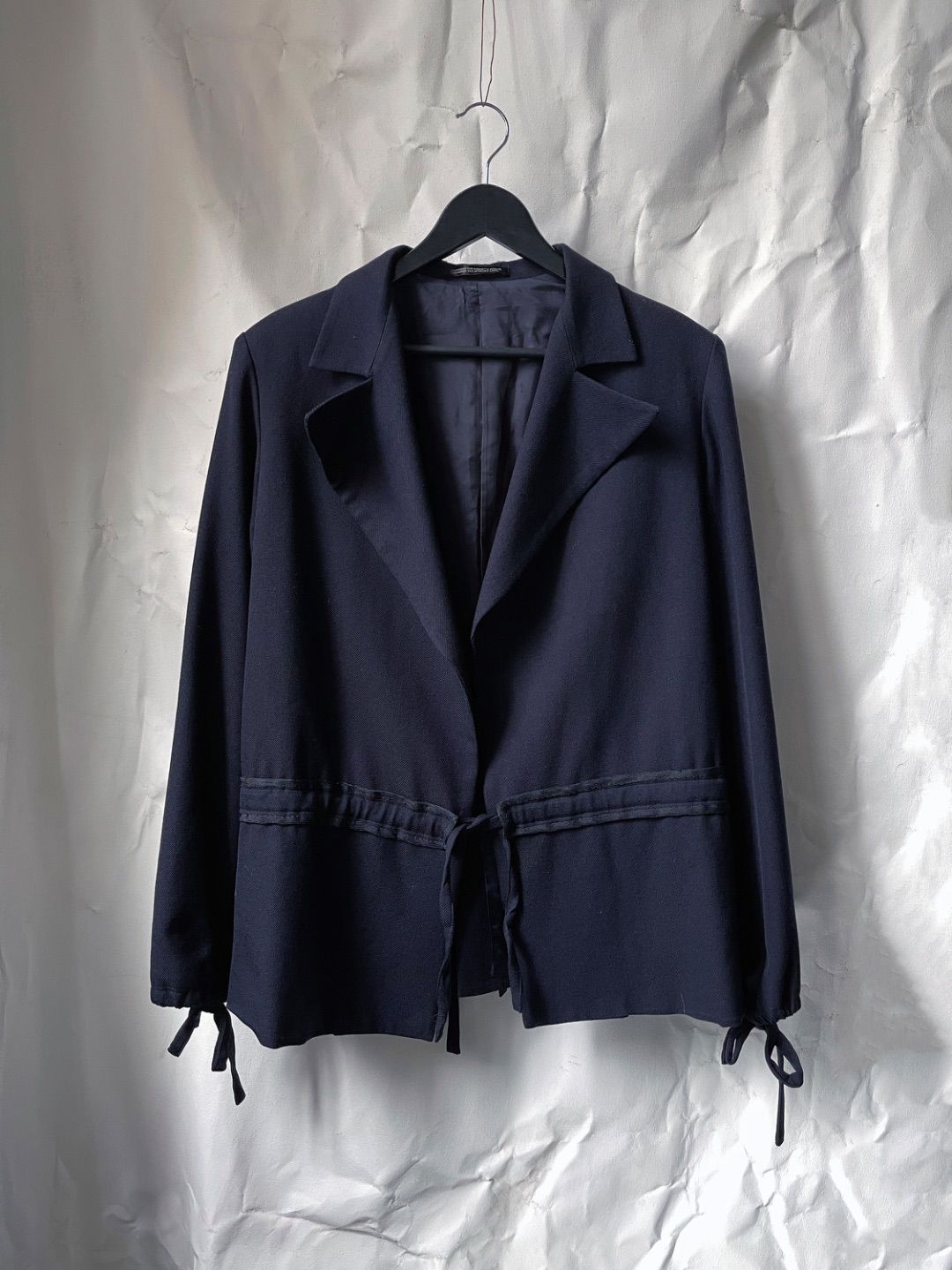 Yohji Yamamoto navy jacket blazer with drawstrings by YOHJI YAMAMOTO in size M from COATS & JACKETS category
