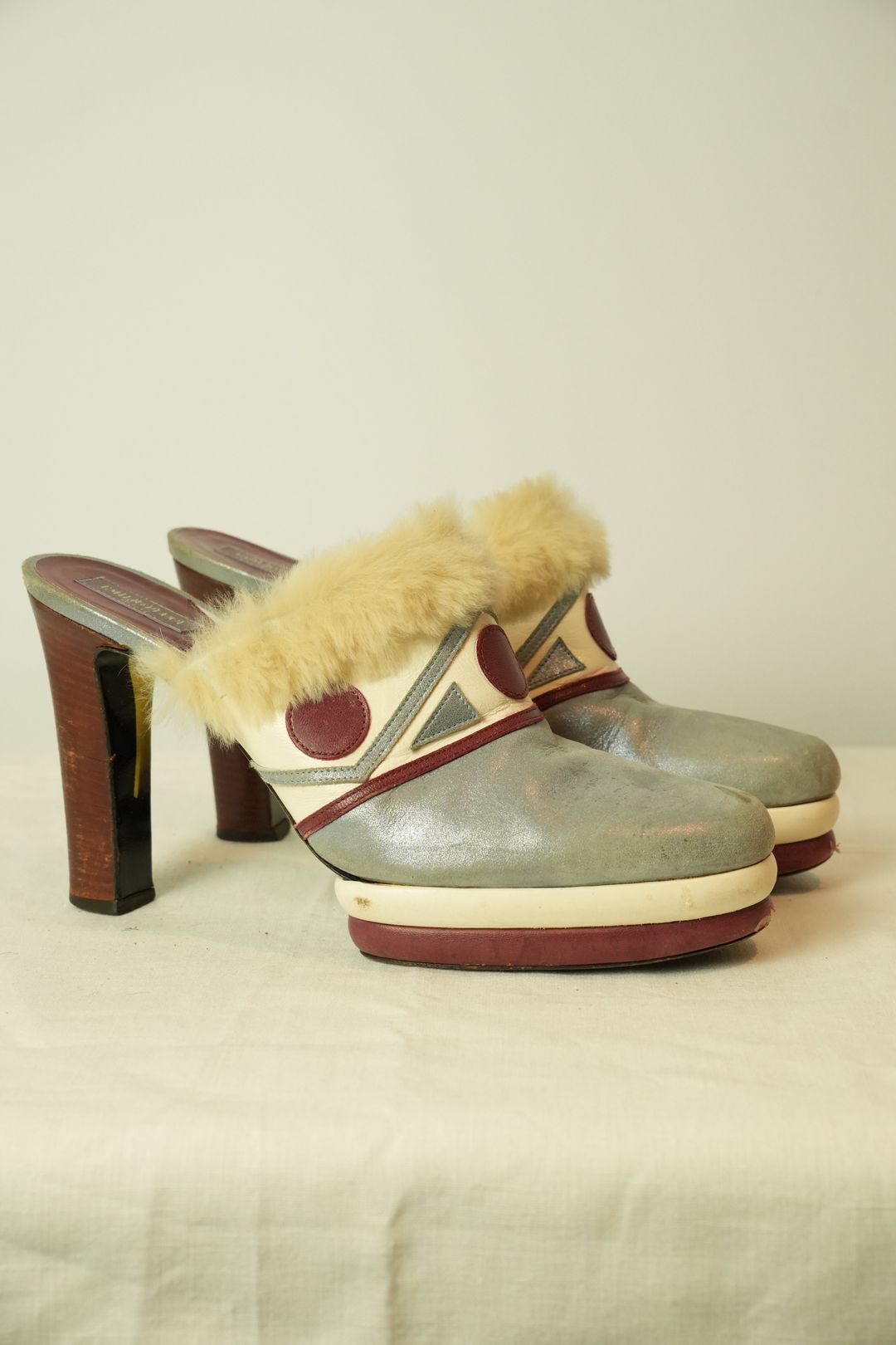 Emilio Pucci Leather Platform Mule Heels Multi Colored Size 38.5 8.5 by VENDOR-UNKNOWN in size EU 38 from SHOES category