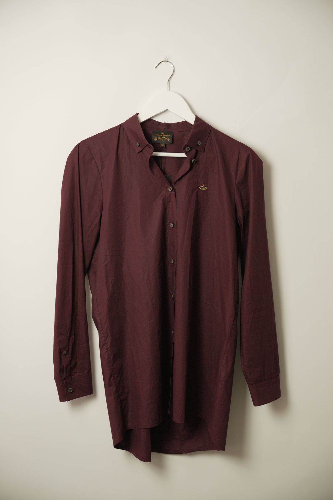 Vivienne Westwood Burgundy Logo LS Button Down Blouse by VIVIENNE WESTWOOD in size S from SHIRTS category
