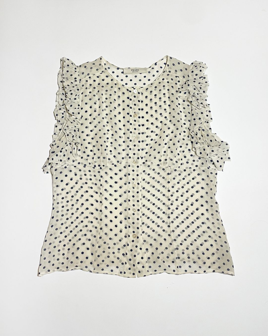 Prada Re- Edition Spring 2000 Polka Dots Ruffle Top by PRADA in size IT 42 from TOPS category