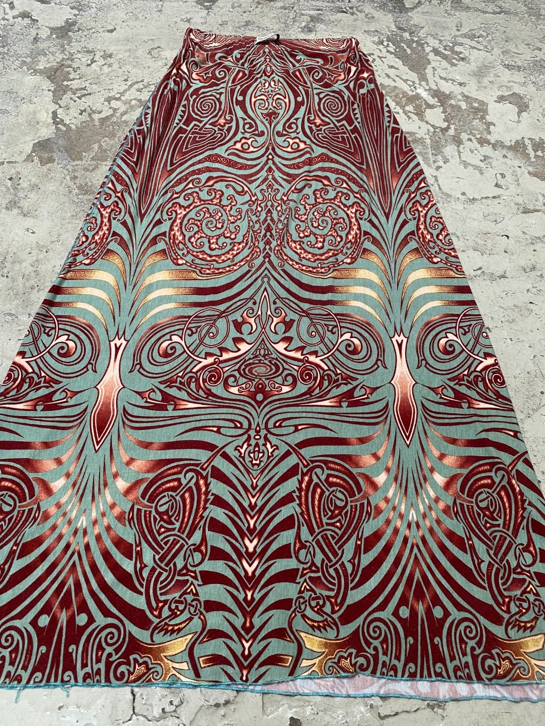Jean Paul Gaultier S/S1996 « Cyberbaba » Maori Tribal Tattoo Long Skirt by JEAN PAUL GAULTIER in size S from SKIRTS category