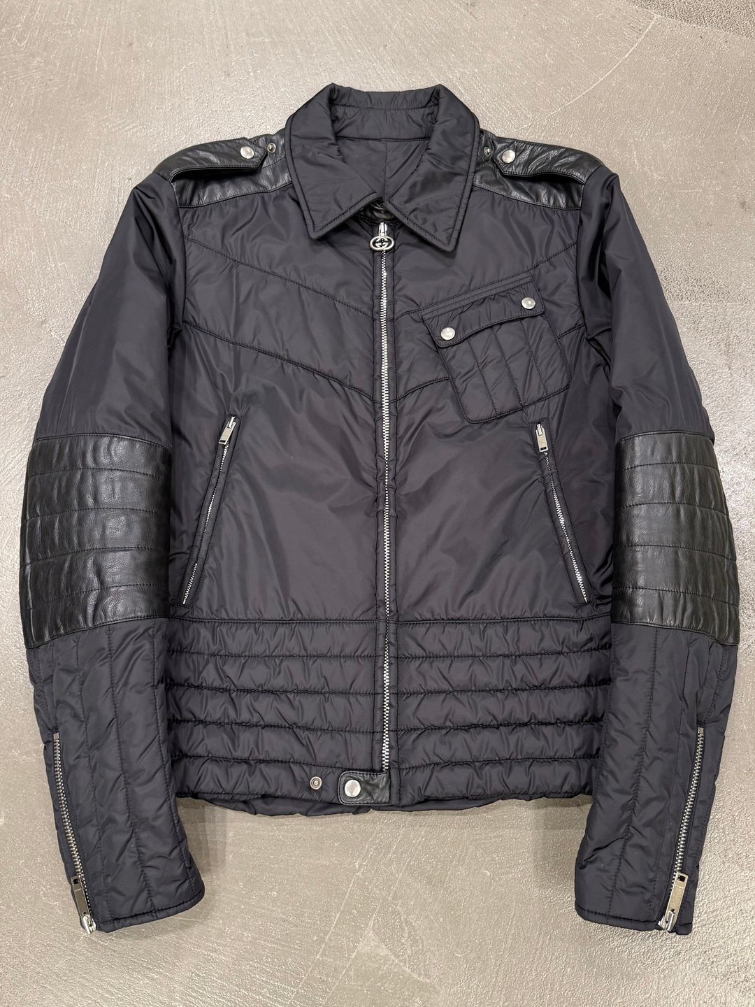 2000s Gucci nylon puffer jacket with leather details by GUCCI in size ONE SIZE from COATS & JACKETS category