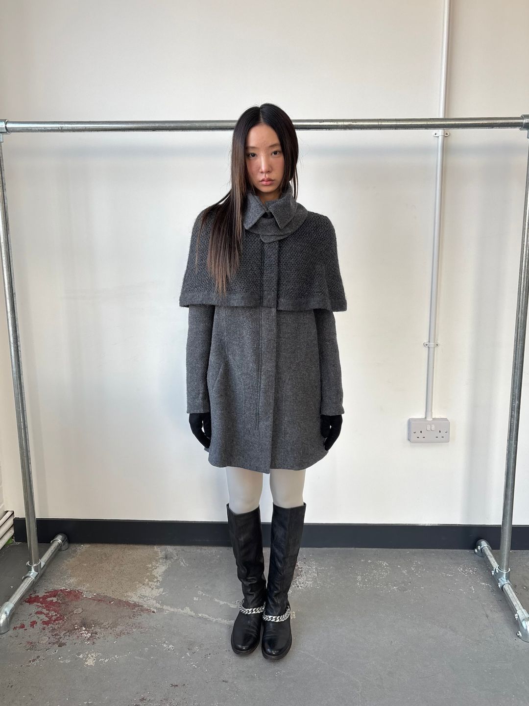KOREAN WOOL LAYERED PEA COAT by MEIWAI LIMITED in size XS from COATS & JACKETS category