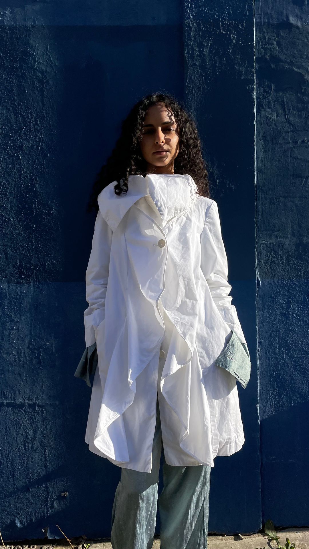 Armani Jeans white asymmetrical trench coat by EMPORIO ARMANI in size XS from COATS & JACKETS category