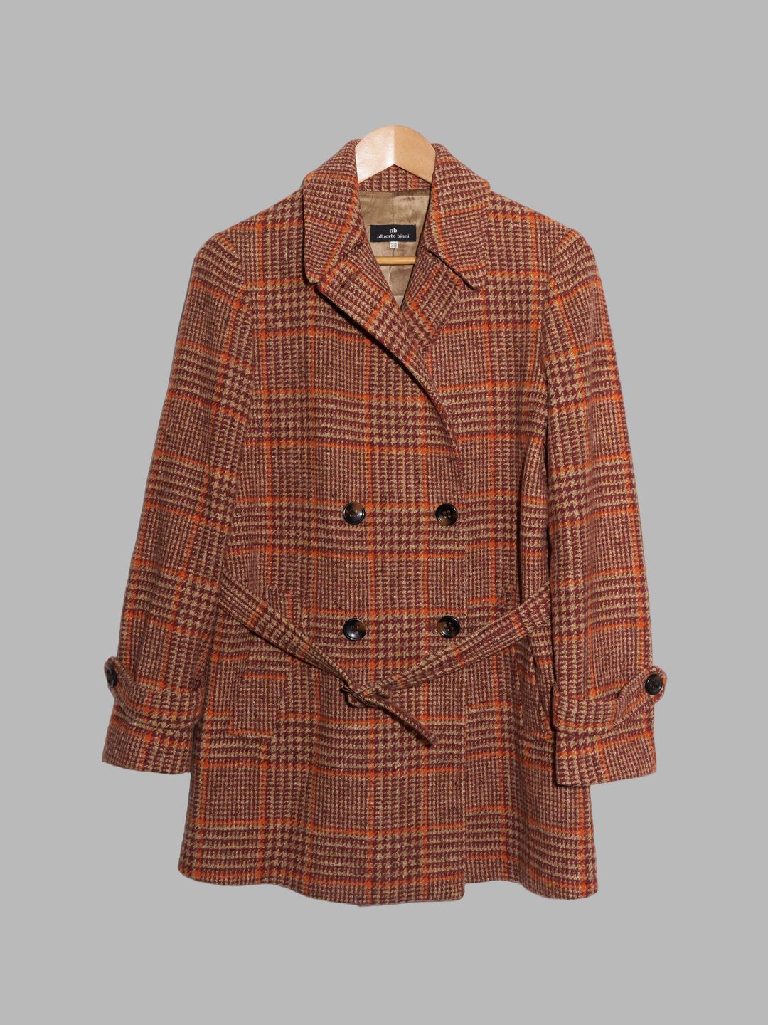 ab Alberto Biani brown wool houndstooth plaid peacoat by Other in size IT 38 from COATS & JACKETS category