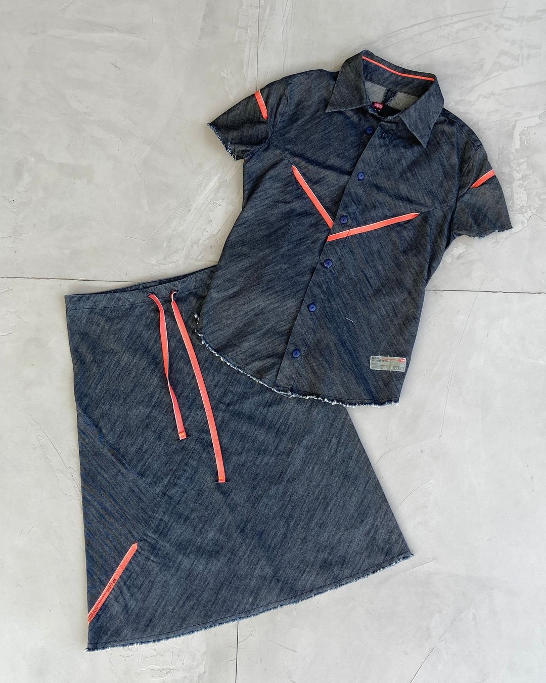DIESEL DENIM 2-PIECE SKIRT & SHIRT SET - S/M by DIESEL in size W26 from TOPS category