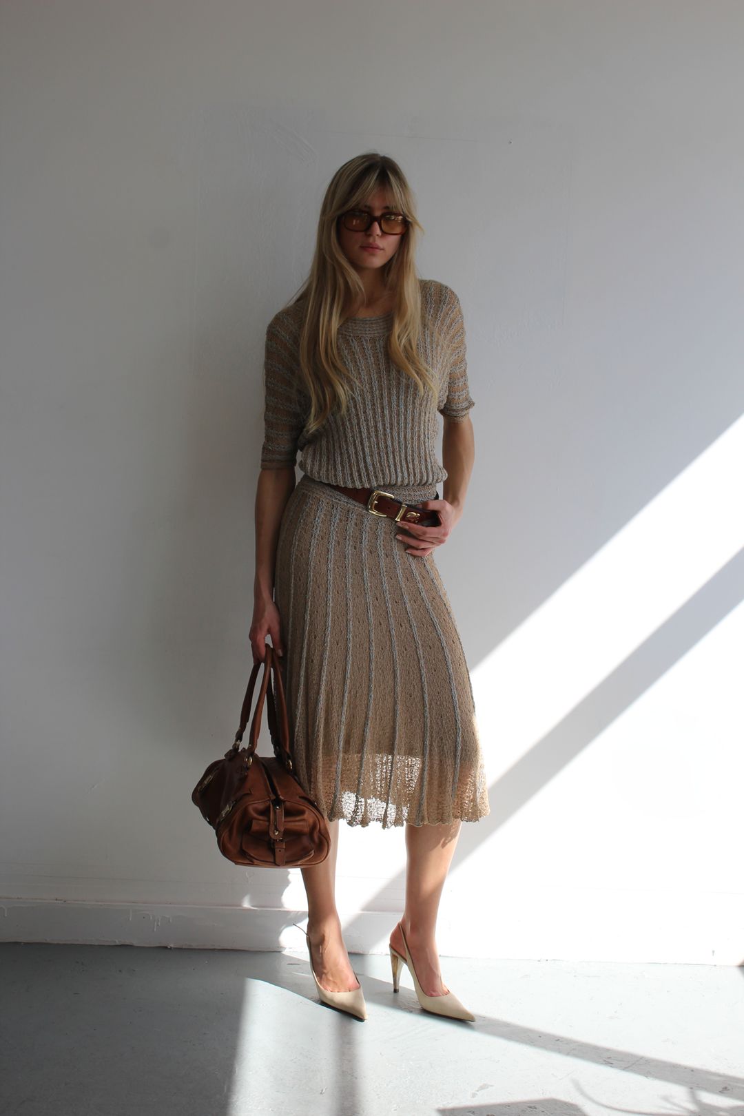 Vintage knitted summer semi-sheer dress by VINTAGE KNITTED in size XS from DRESSES category