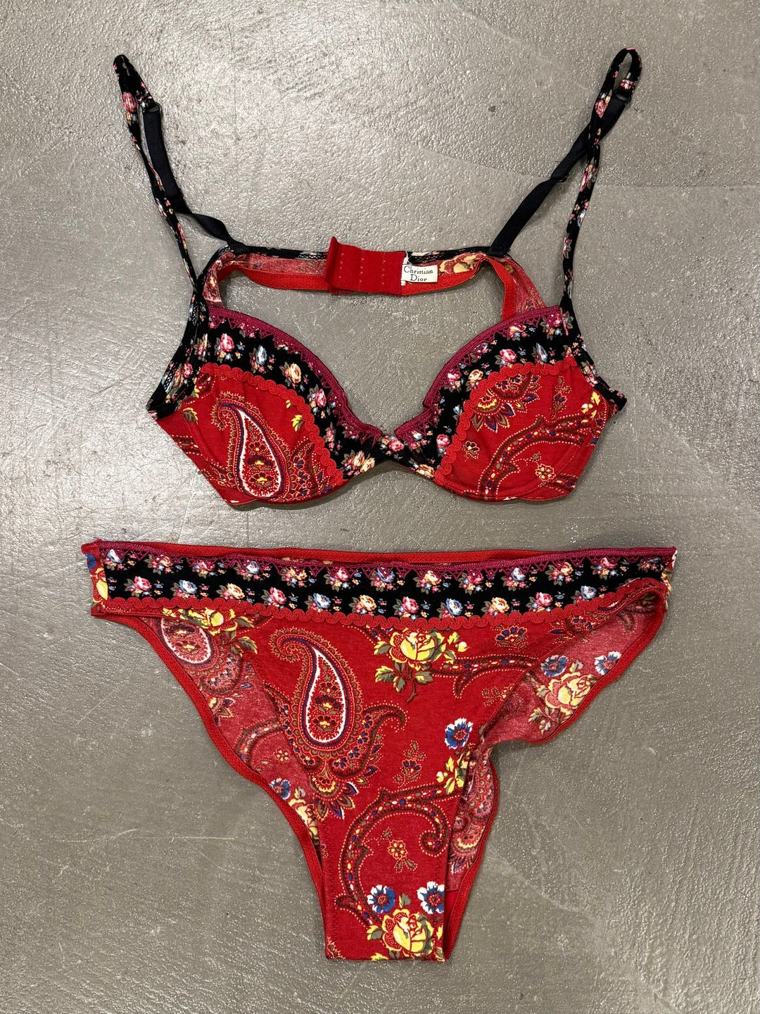 S/S2002 Christian Dior Paisley print underwired lingerie set by CHRISTIAN DIOR in size FR 38 from LINGERIE category
