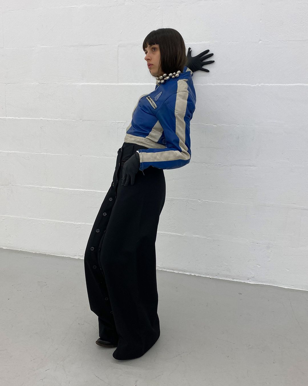 Marithé + François Girbaud 1980s Front Button Wide Leg Wool Pants Black by Marithé + François Girbaud in size M from TROUSERS category