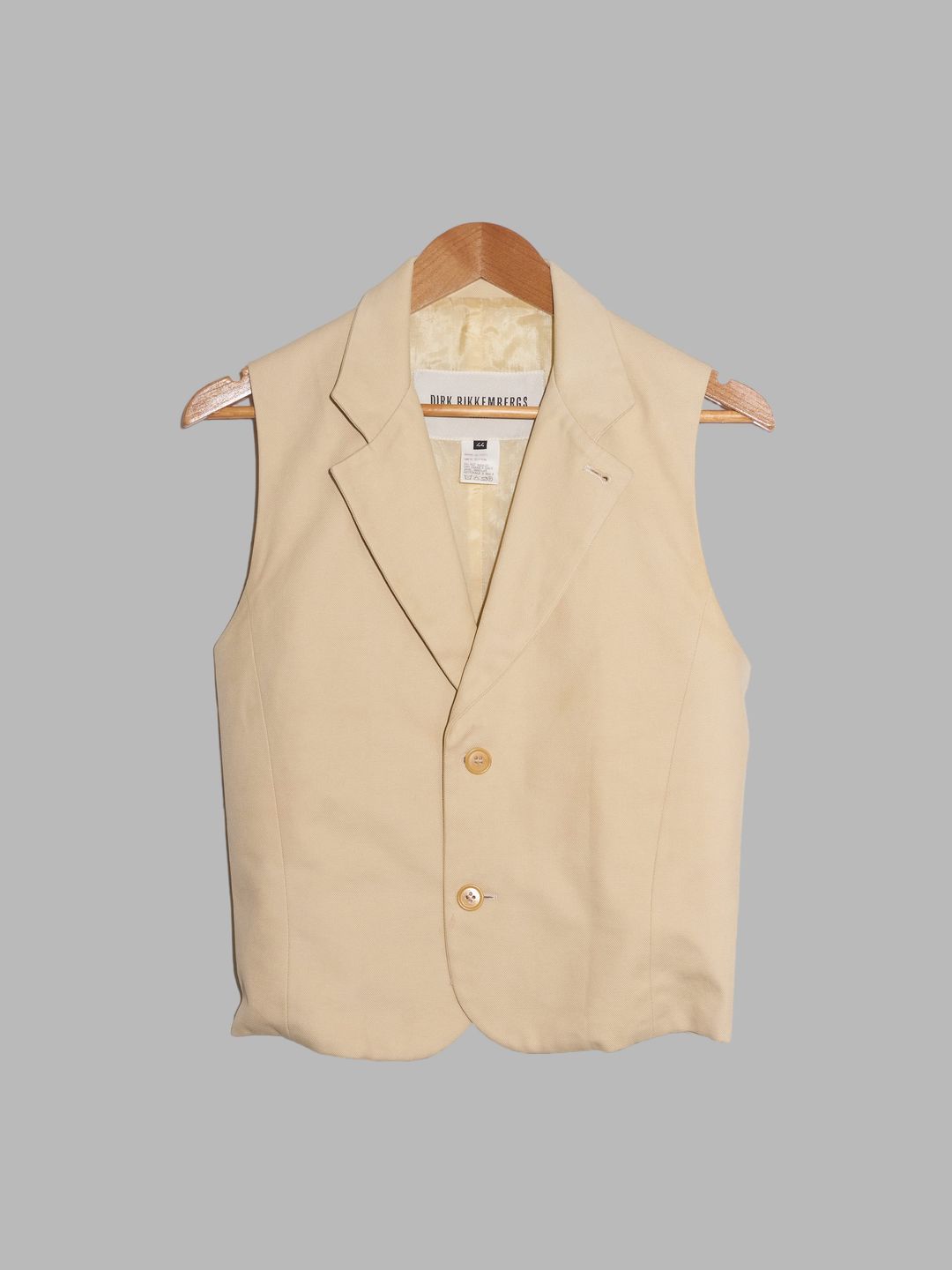Dirk Bikkembergs Hommes 1990s beige cotton canvas waistcoat - size 44 XS by Dirk Bikkembergs Hommes in size IT 44 from TOPS category