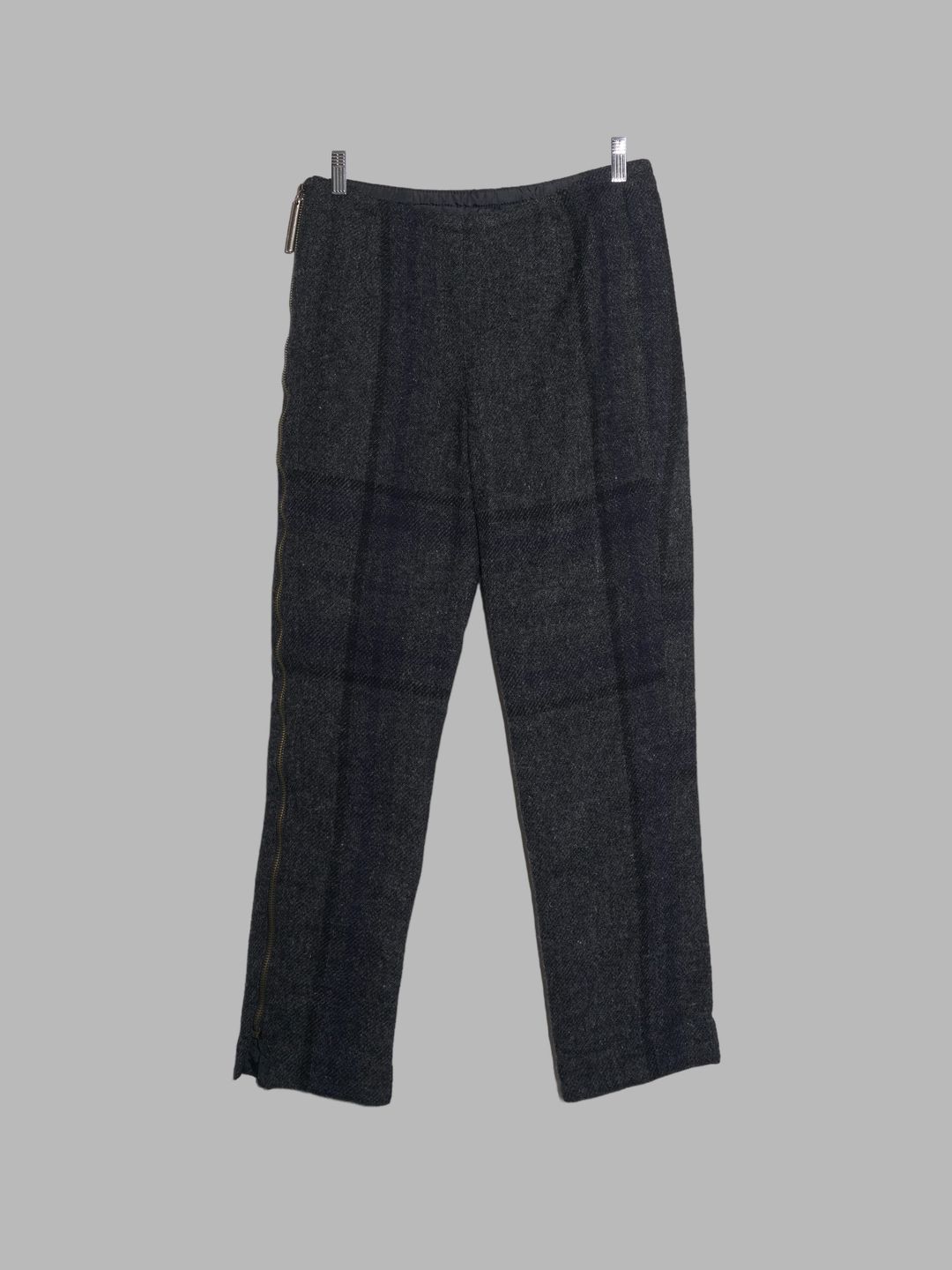 Dirk Bikkembergs Hommes 1990s charcoal wool plaid quilted side zip trousers - 46 by Dirk Bikkembergs Hommes in size IT 46 from TROUSERS category