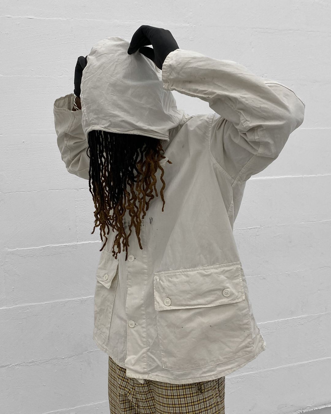 Vintage 1970s Swedish Military Overcoat Jacket White by Vintage in size L from COATS & JACKETS category