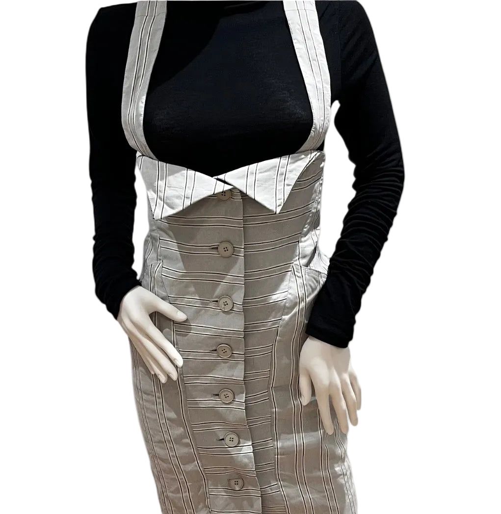 1980s J. FRANCOIS CHARLES PIERO PANCHETTI Tailored Suspender Dress by J. FRANCOIS CHARLES PIERO PANCHETTI in size XS from DRESSES category