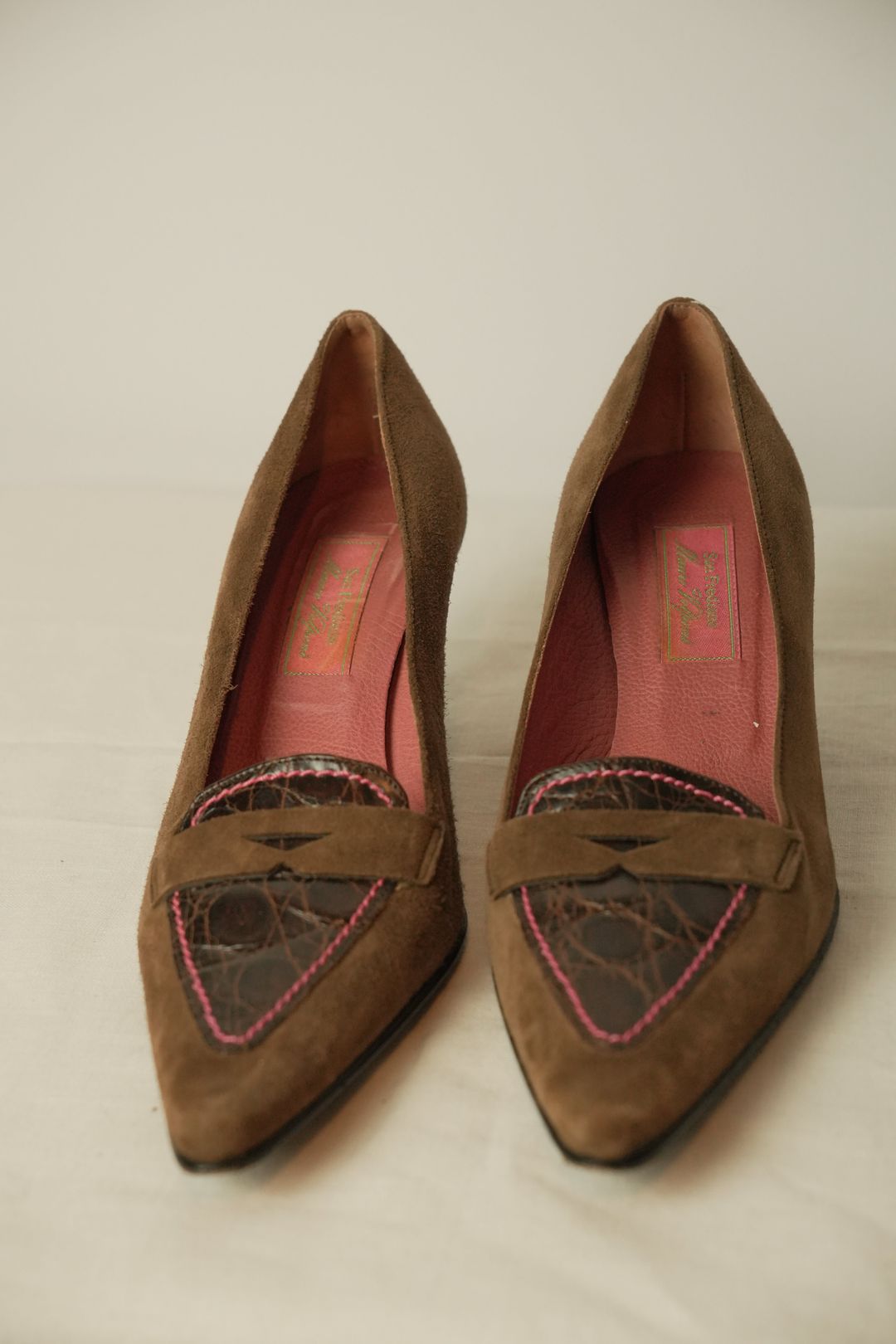 Brown Point Toe Made In Italy Kitten Heels Sz 39.5 by VENDOR-UNKNOWN in size EU 39 from SHOES category