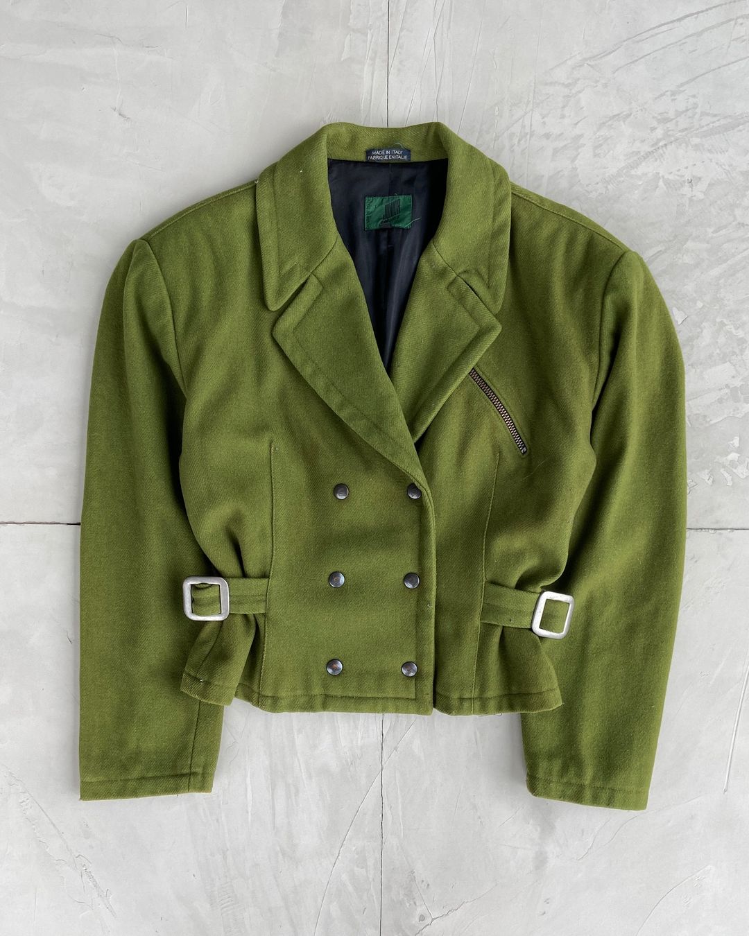 GAULTIER 'JUNIOR' JPG CROPPED GREEN JACKET - M by JEAN PAUL GAULTIER in size M from COATS & JACKETS category