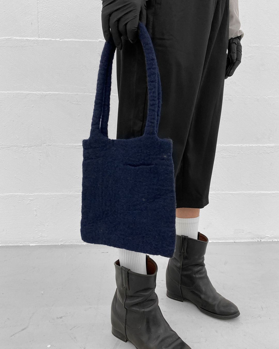 Selfmade 2000s Felt Handbag Navy by Selfmade in size ONE SIZE from BAGS category
