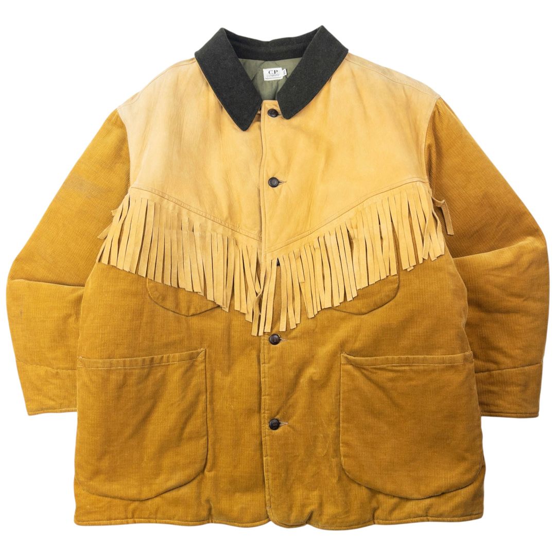 Vintage AW1986 CP Company Suede Fringe Padded Corduroy Jacket Size XL by C.P. COMPANY in size XL from COATS & JACKETS category