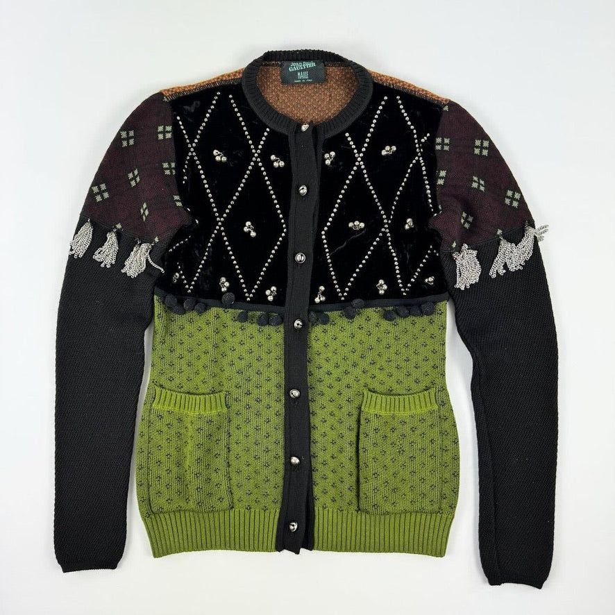 Jean Paul Gaultier Knit Trinkets & Bells Cardigan FW1988 by JEAN PAUL GAULTIER in size M from KNITWEAR category