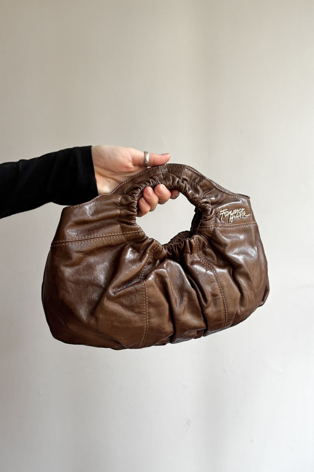 FRANCESCO BIASIA GATHERED LEATHER BAG by FRANCESCO BIASIA in size ONE SIZE from BAGS category
