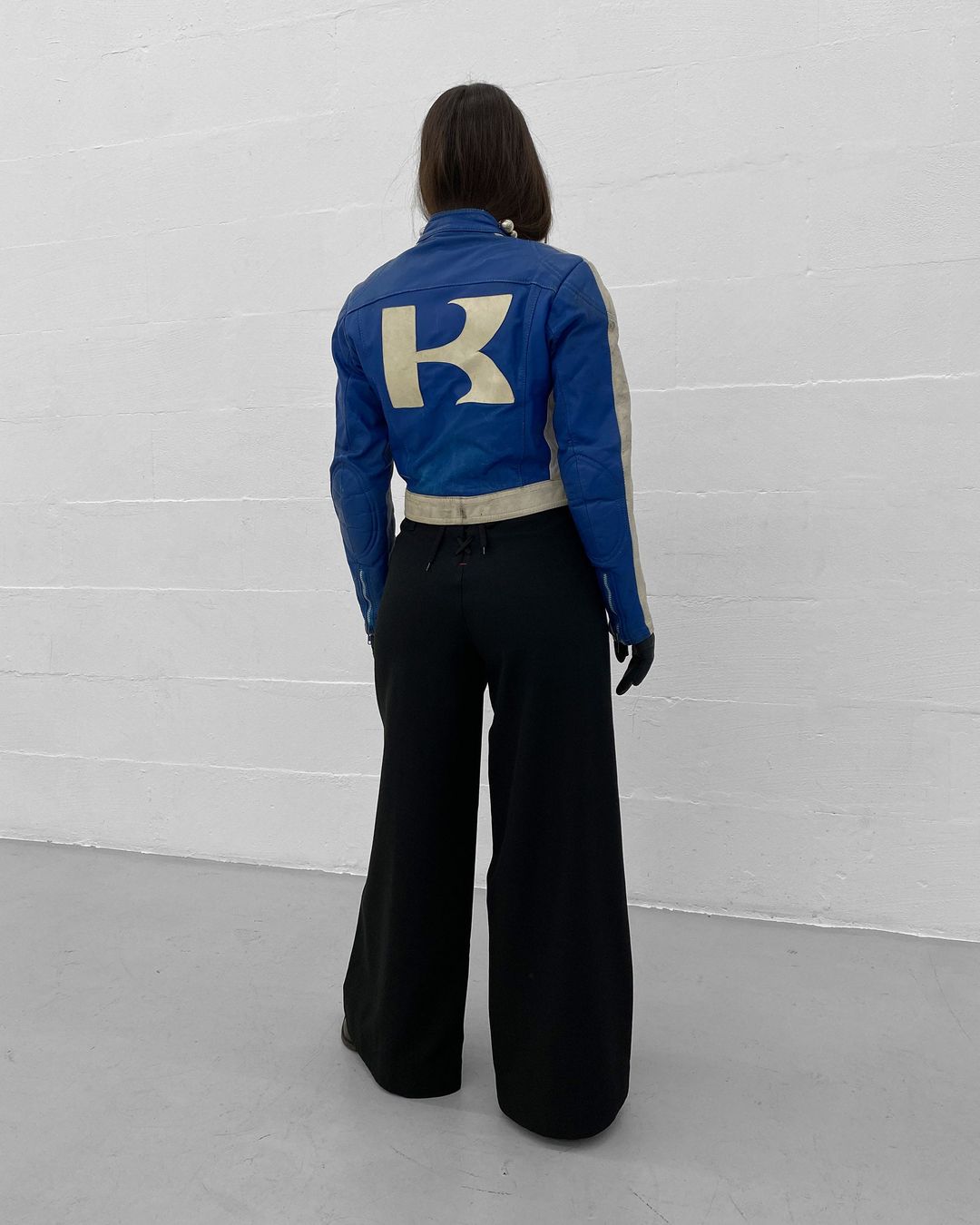 Wilhelm Krawehl 1970s Racing Leather Jacket Blue White by Wilhelm Krawehl in size M from COATS & JACKETS category