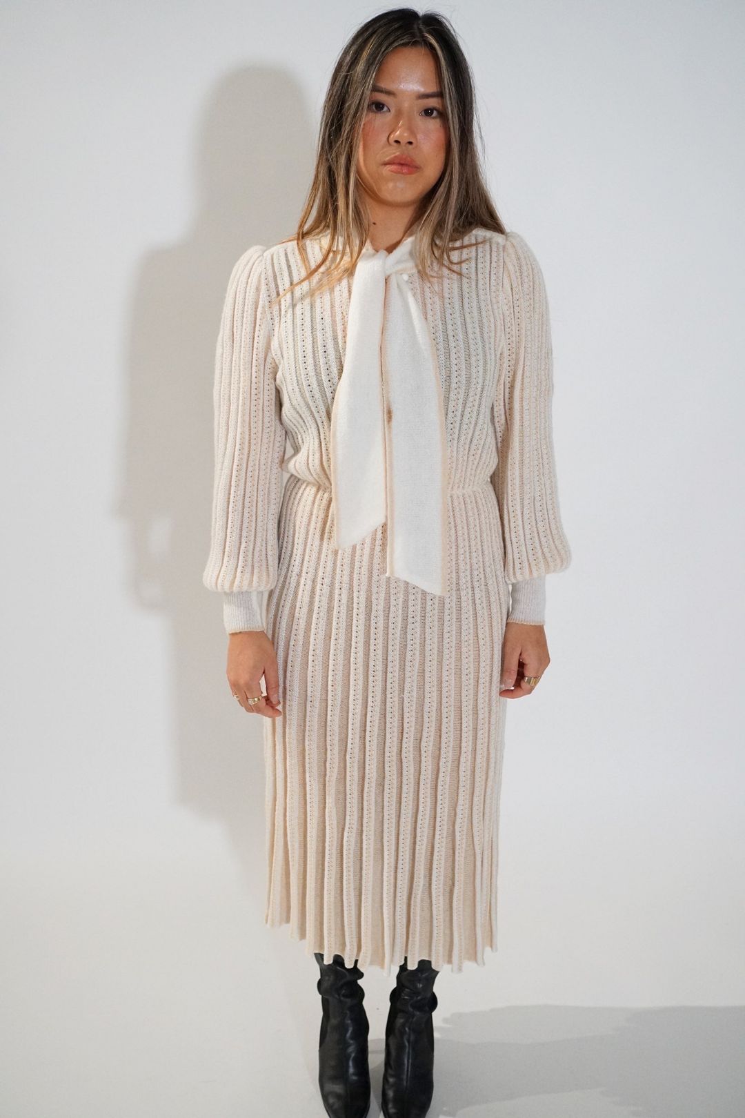 Nina Ricci Knit Wool Blend LS Keyhole Dress by NINA RICCI in size S from DRESSES category