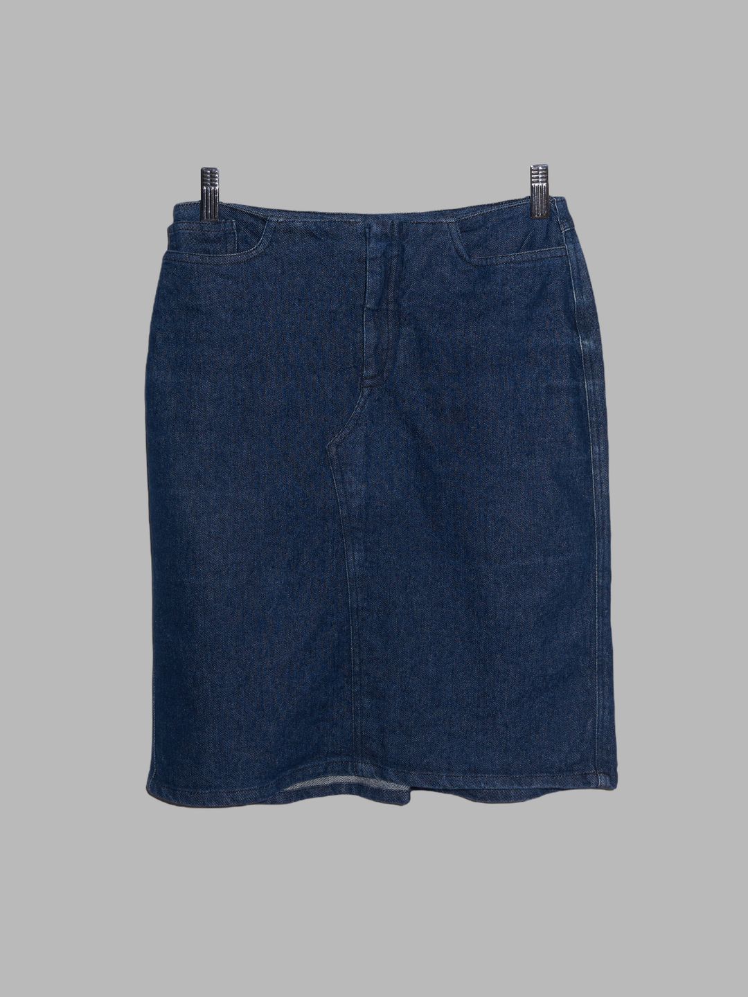 Jean Colonna indigo stretch denim knee length skirt with back tuck detail - size 40 by Jean Colonna in size EU 40 from SKIRTS category