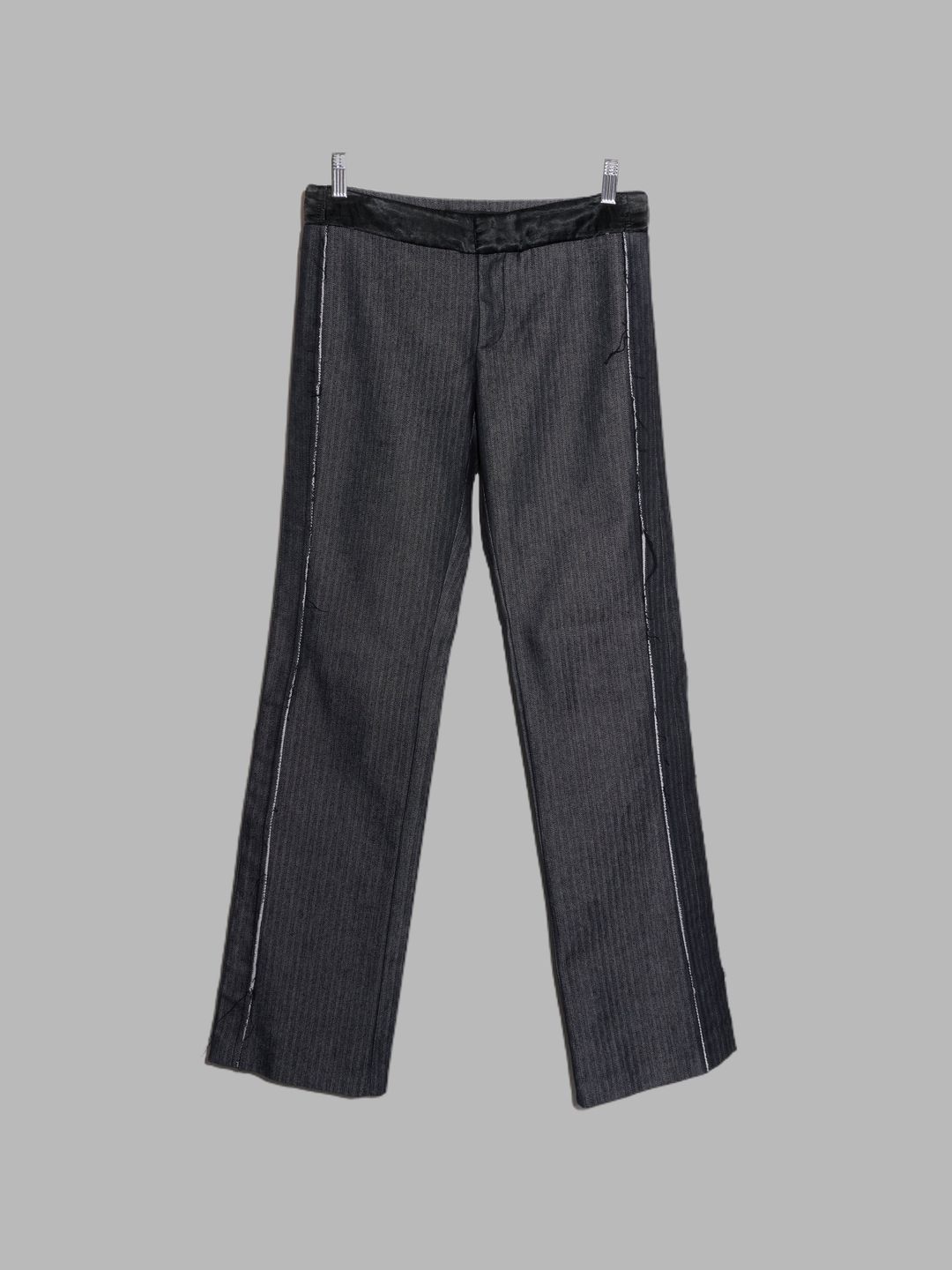 Jean Colonna grey herringbone contrast waistband trousers - size 38 by Jean Colonna in size IT 38 from TROUSERS category