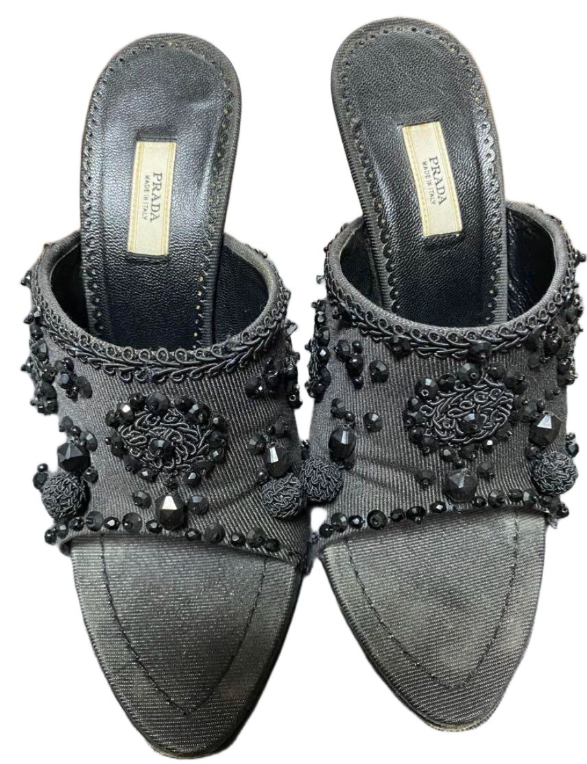 Prada Hand Beaded Mule Sandals Sz 36 by PRADA in size EU 36 from SHOES category