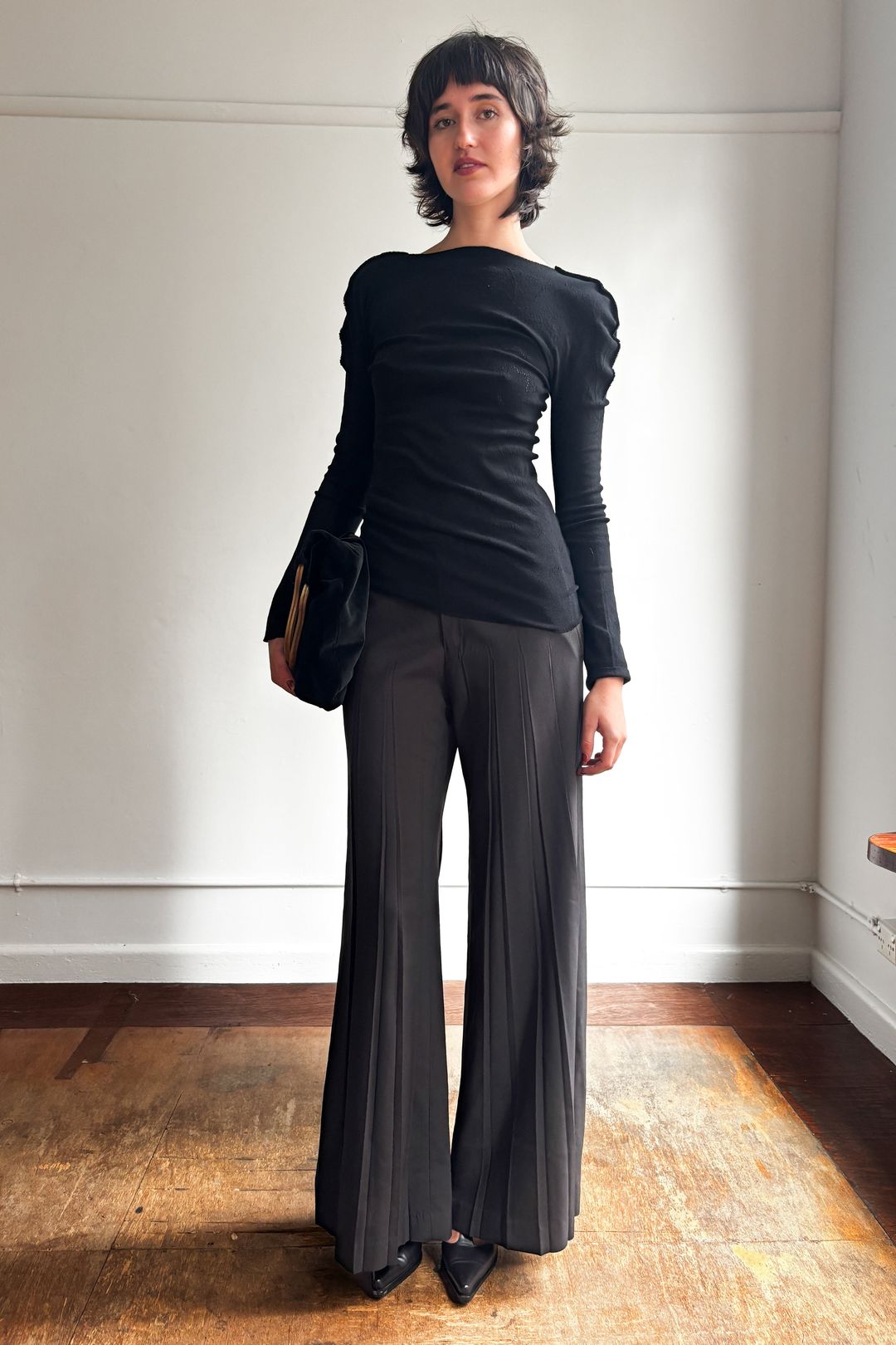 ISSEY MIYAKE FETE F/W 2007 PLEATED WOOL TROUSERS by ISSEY MIYAKE in size AU/UK 8 from TROUSERS category