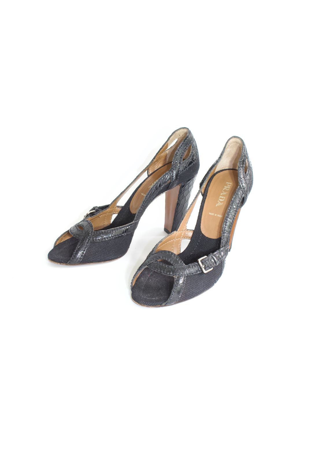 Prada SS 2005 black canvas & leather heels by PRADA in size EU 40 from SHOES category