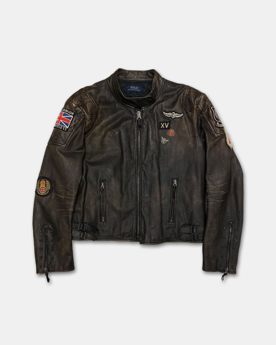 Polo Ralph Lauren 2020s Motorcycle Club Biker Leather Jacket Brown by Polo Ralph Lauren in size ONE SIZE from COATS & JACKETS category