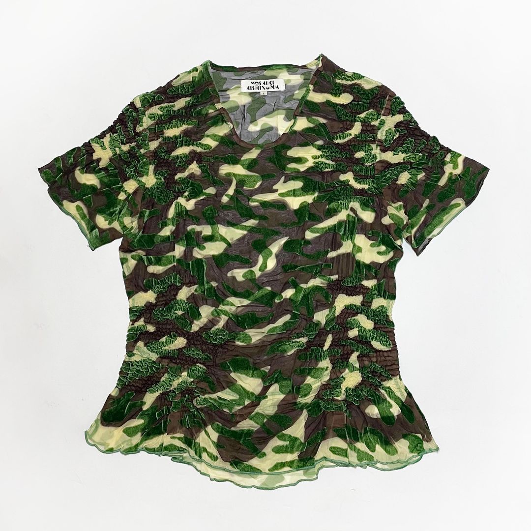 Yoshiki Hishinuma SS 2003 Camouflage Mesh Top by YOSHIKI HISHINUMA in size XS from TOPS category
