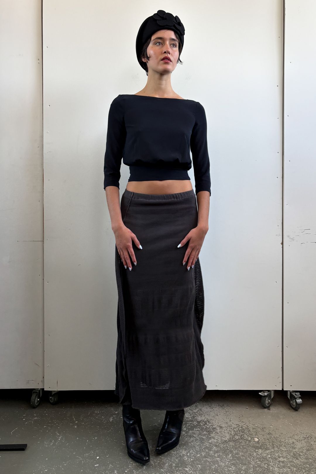 MESH PANELLED MIDI SKIRT by ISSEY MIYAKE in size AU/UK 6 from SKIRTS category