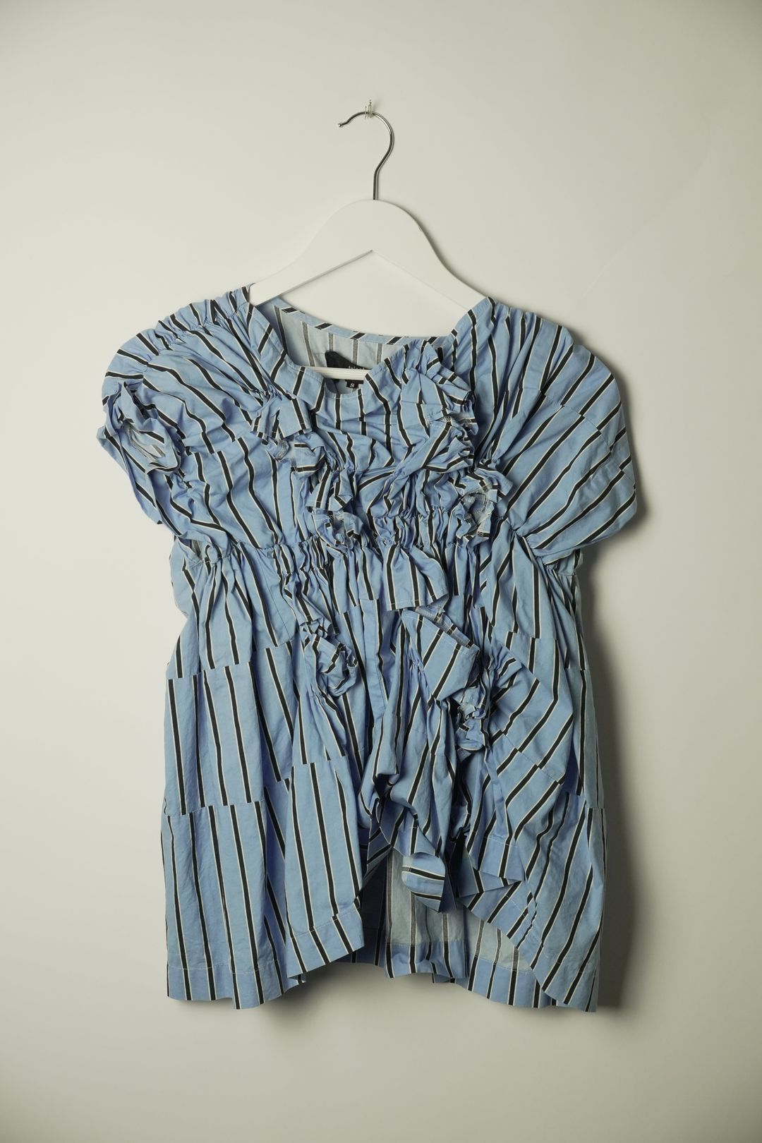 Tricot Comme Des Garcons Striped Ruffle Sless Blouse AD2015 by COMME DES GARCONS in size S from TOPS category