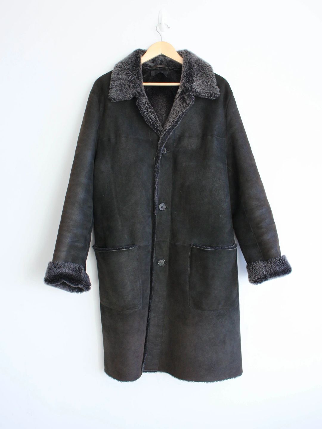 Prada Menswear A/W03 Grey Sheepskin Shearling Coat by PRADA in size IT 46 from COATS & JACKETS category