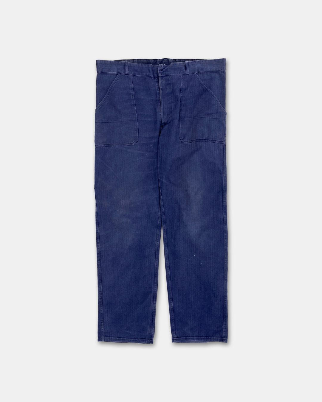 Vintage 1980s Herringbone German Work Pants Blue by Vintage in size XXL from TROUSERS category