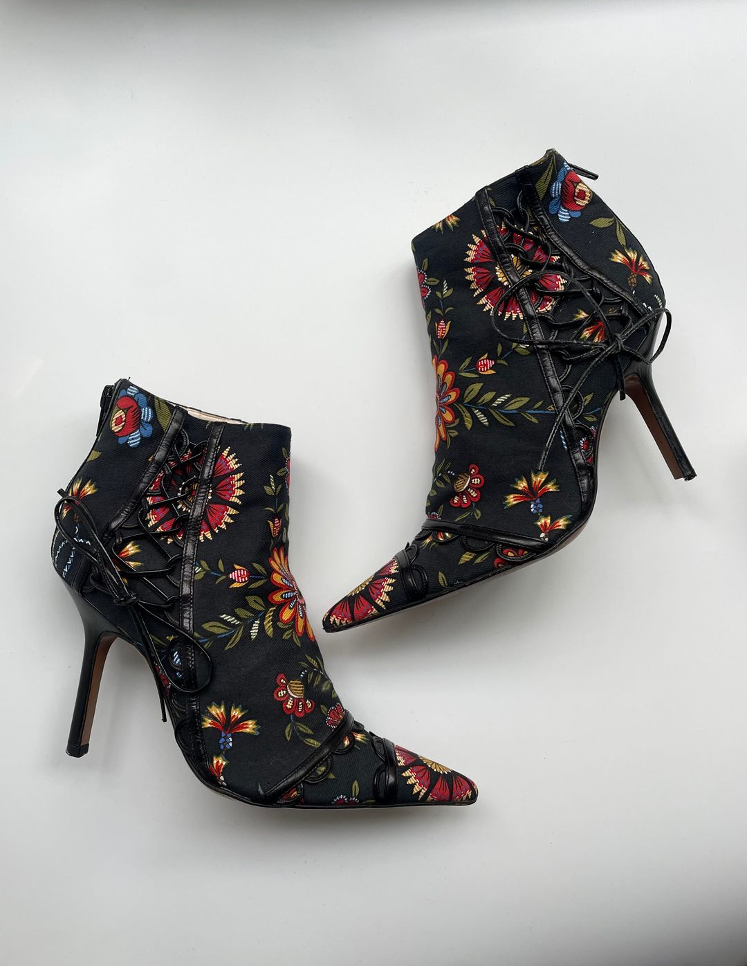 Dior Galliano era floral print lace-up detailed ankle boots 36 by Christian Dior in size EU 36 from SHOES category