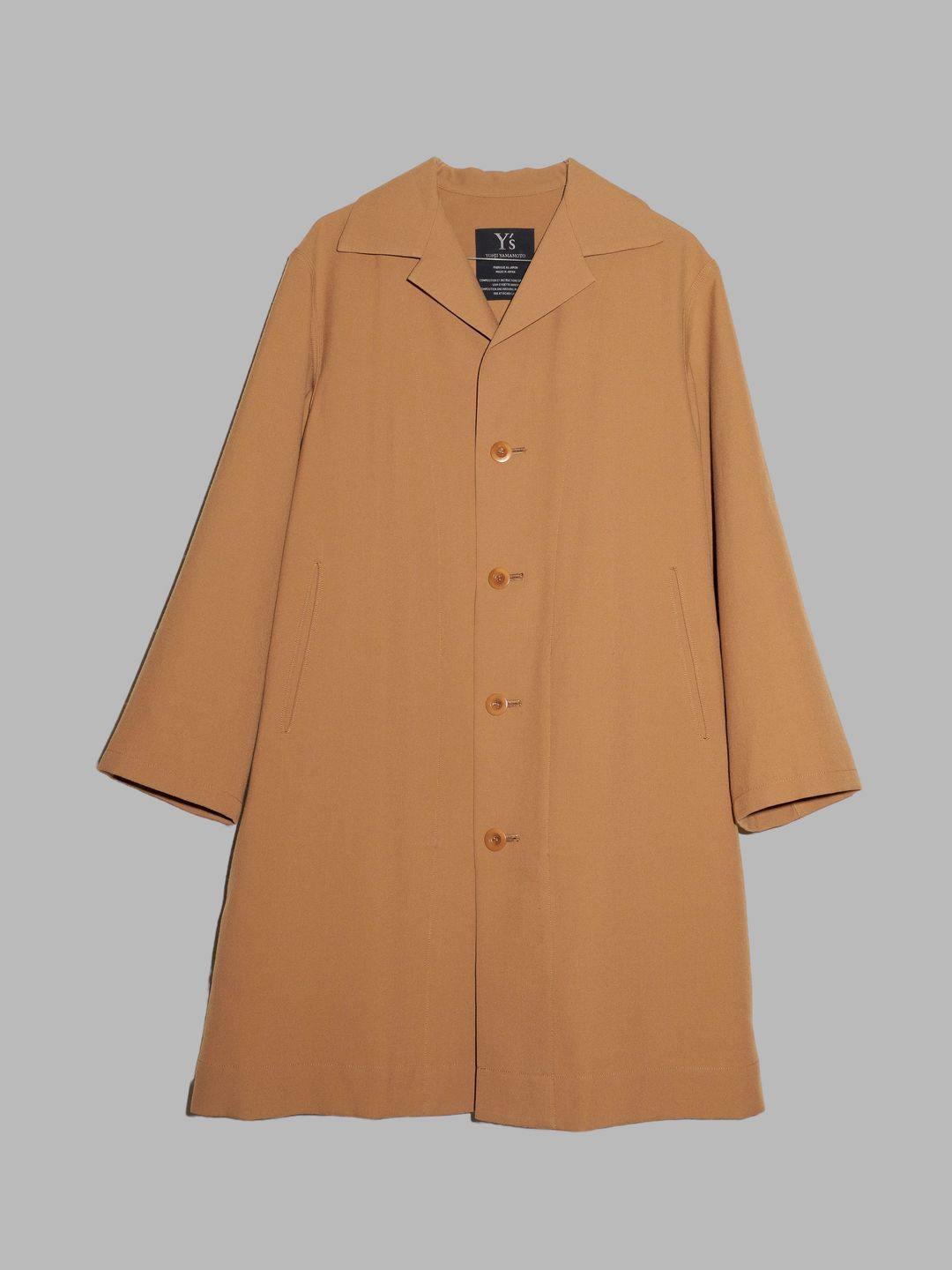 Y’s Yohji Yamamoto 2000s beige wool four button coat by YOHJI YAMAMOTO in size M from COATS & JACKETS category