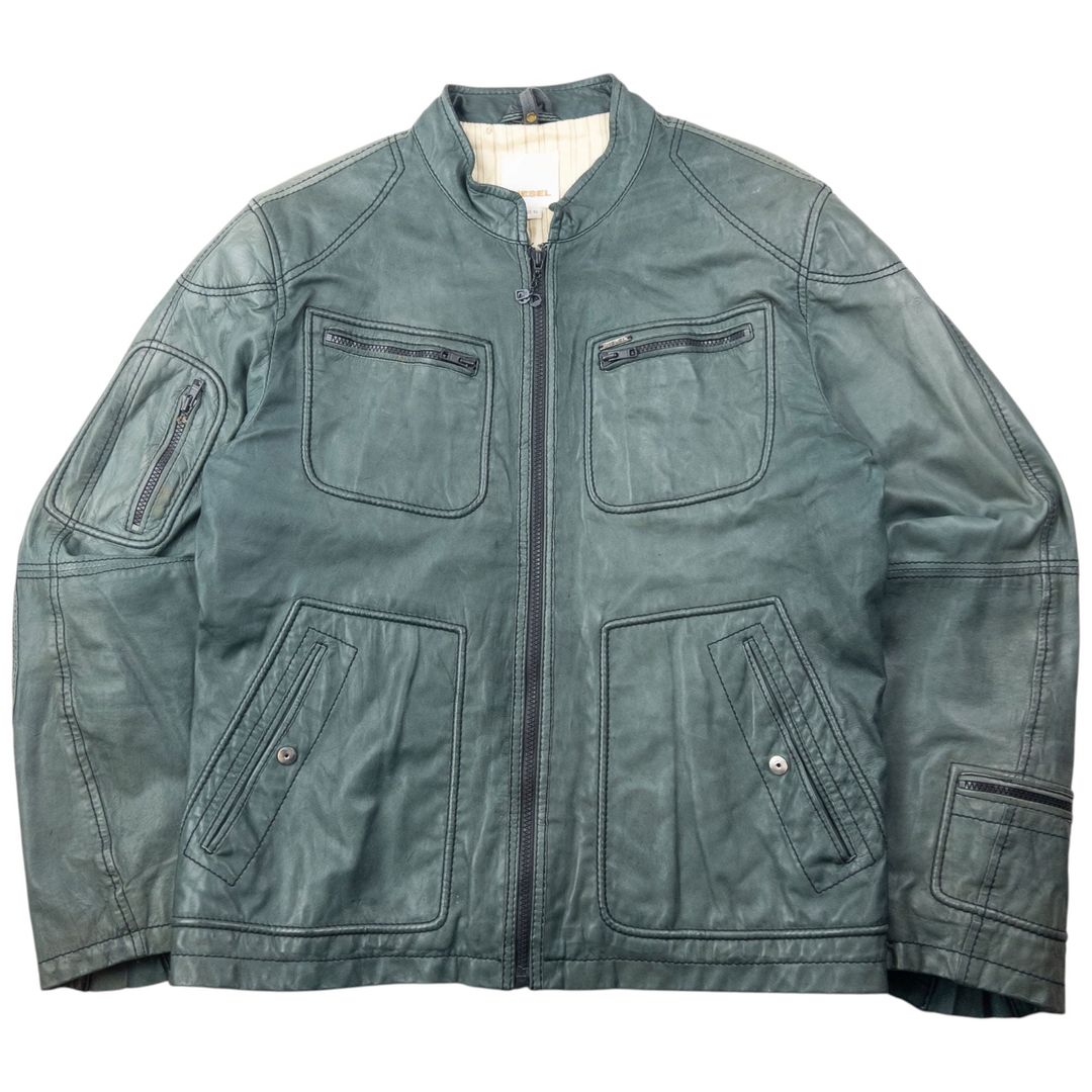 Vintage 2000s Diesel Zip Up Leather Jacket Size M by DIESEL in size M from COATS & JACKETS category