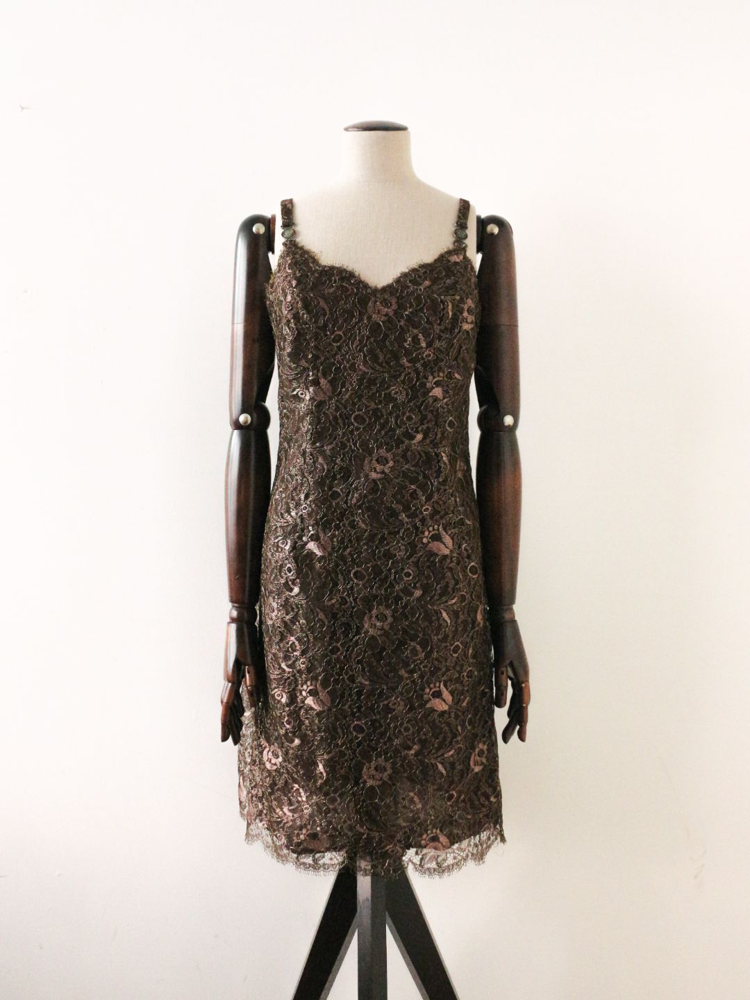 Gianni Versace F/W96 Bronze Lace Mini Dress by VERSACE in size IT 44 from DRESSES category