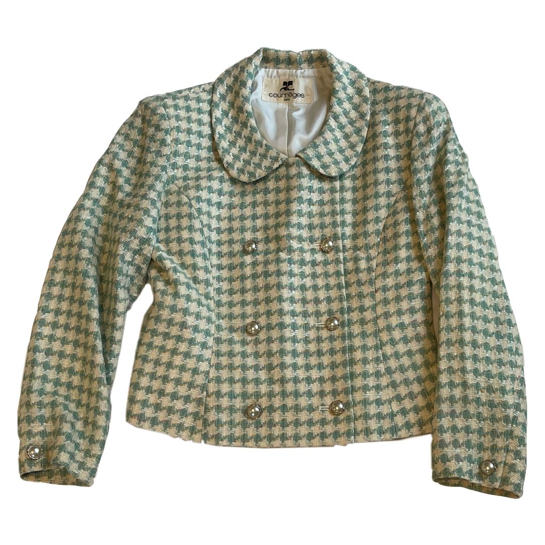 Courreges Tweed Pearl Button Jacket & Skirt Set by CÉLINE in size S from SUITS category