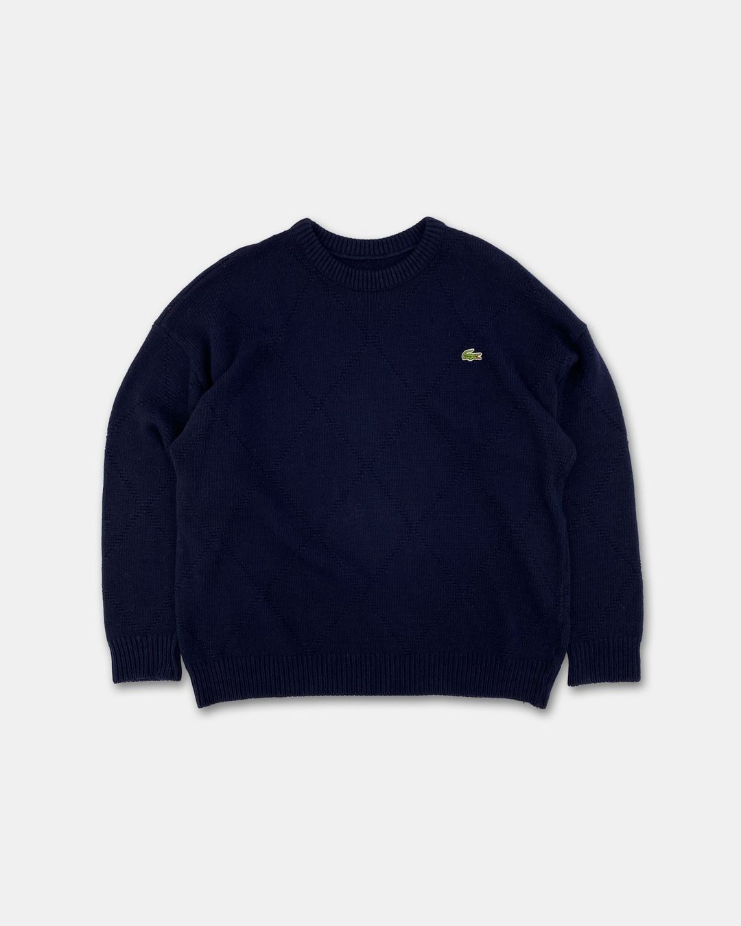 Lacoste 1980s Diamond Knit Sweater Navy by Lacoste in size XXL from KNITWEAR category