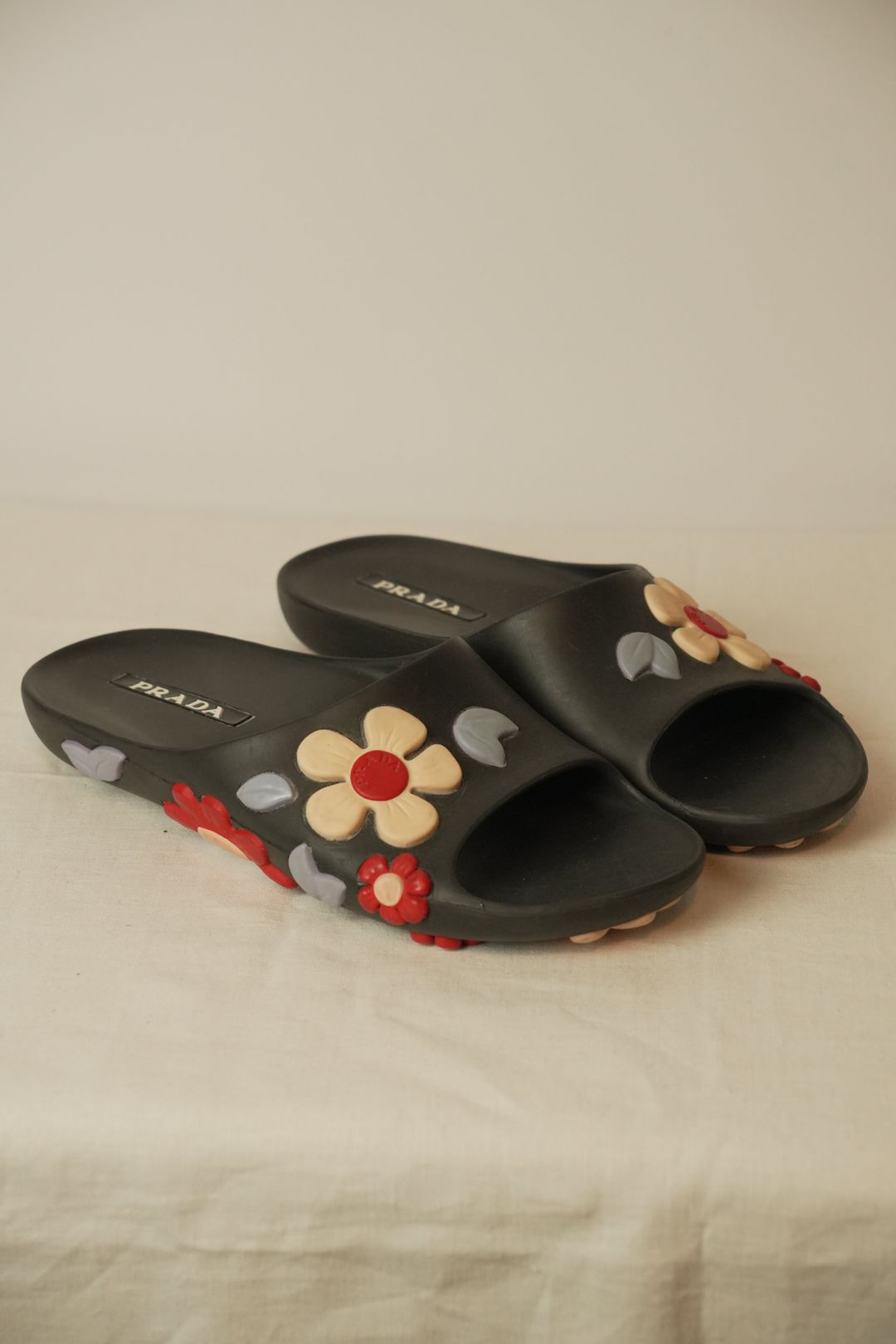 Prada Floral Rubber Slides by PRADA in size EU 38 from SHOES category