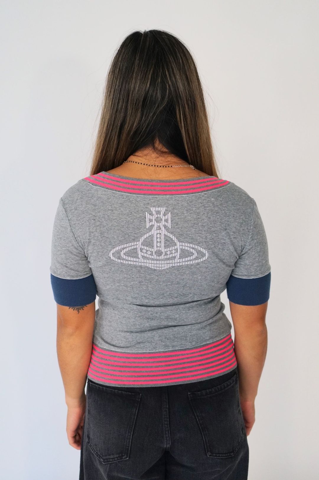 Vivienne Westwood Orbit Logo Scoopneck SS Cardigan by VIVIENNE WESTWOOD in size S from KNITWEAR category