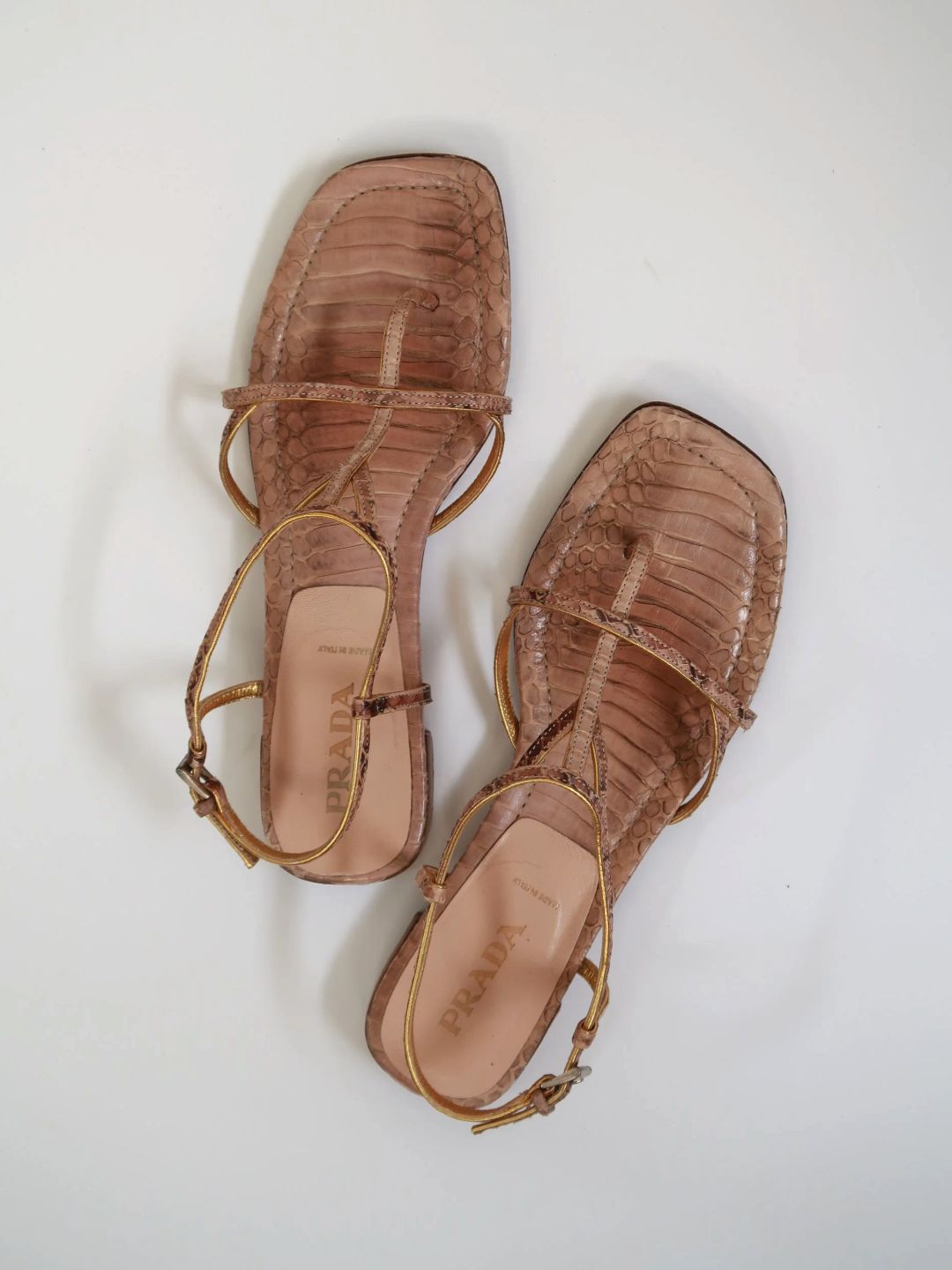 PYTHON FLAT SANDALS by PRADA in size EU 38 from SHOES category