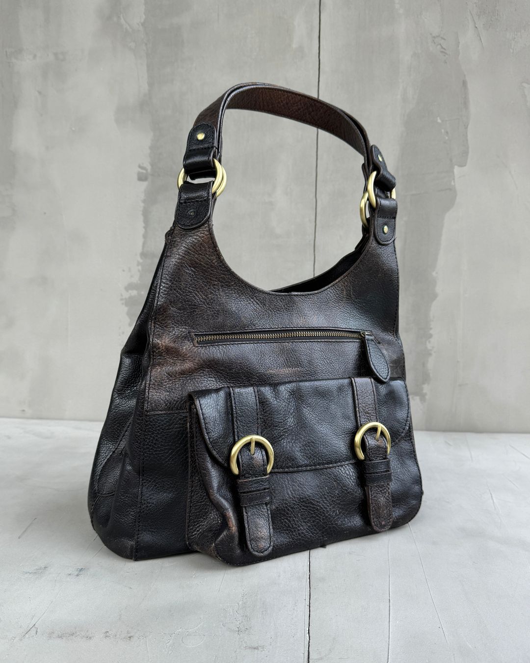 BROWN MULTI-POCKET LEATHER SHOULDER BAG by undefined in size ONE SIZE from BAGS category