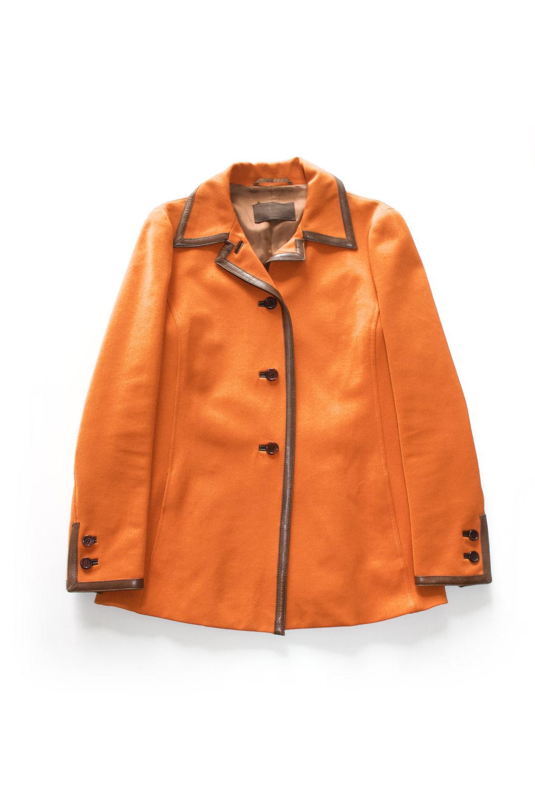 Prada FW 1996 orange jacket with leather trim by PRADA in size M from COATS & JACKETS category